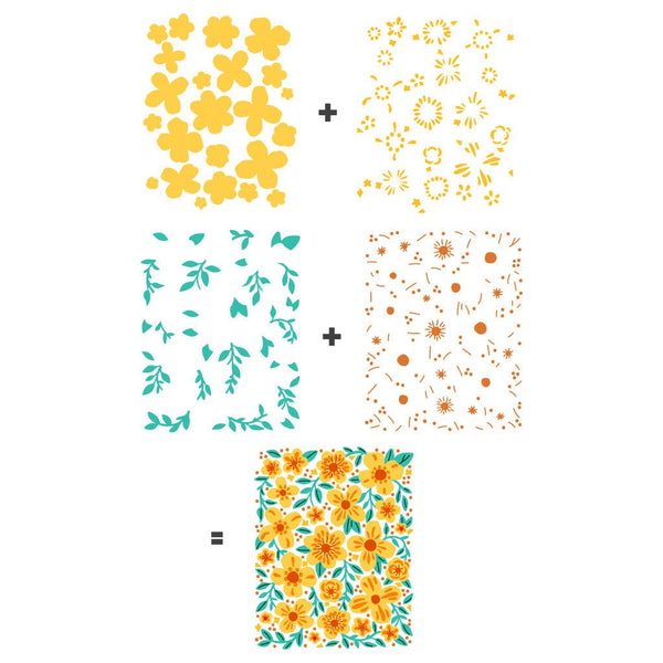 Color Layering Bold Flowers Stencils