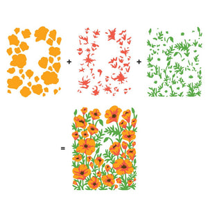 Color Layering Golden Poppies Stencils