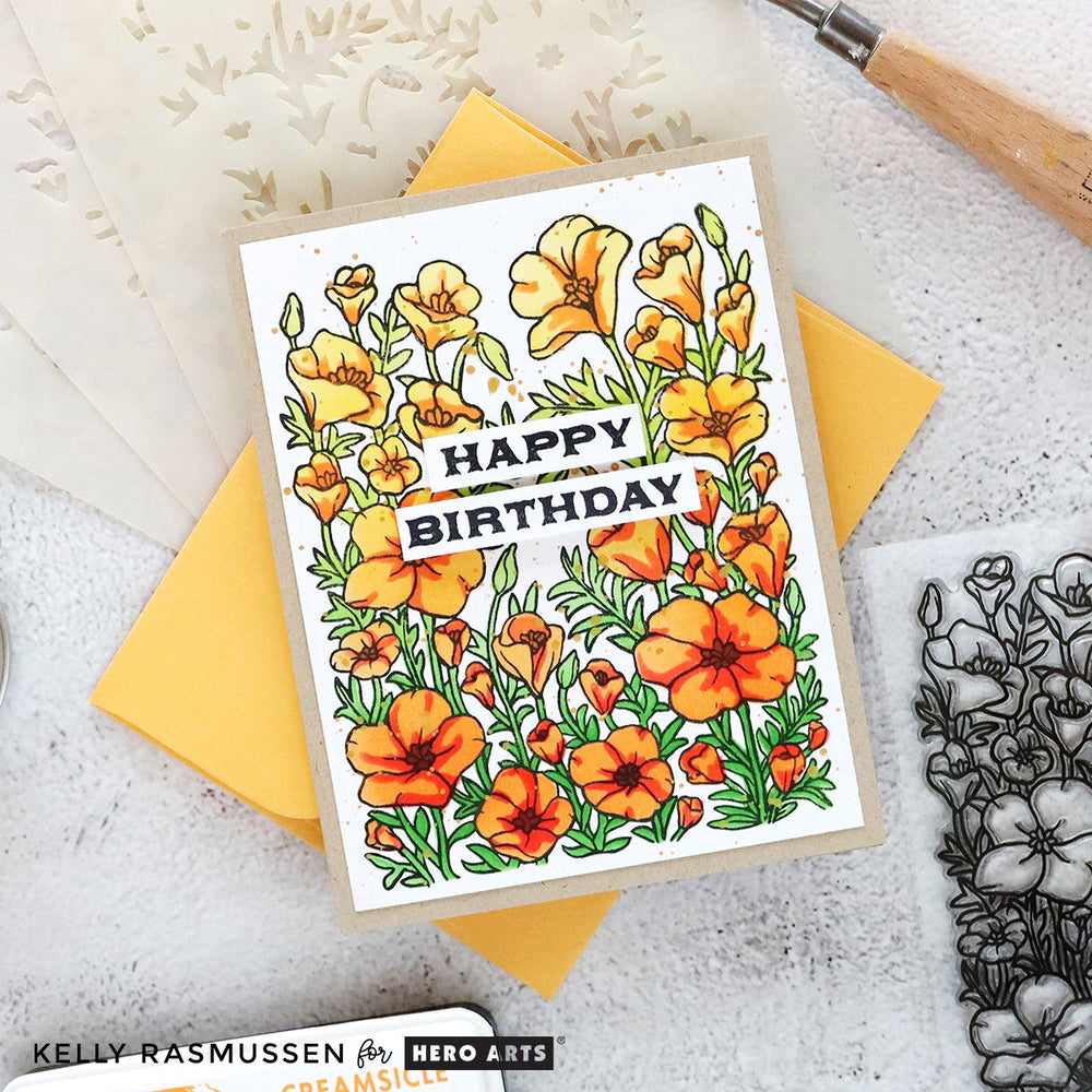Color Layering Golden Poppies Stencils