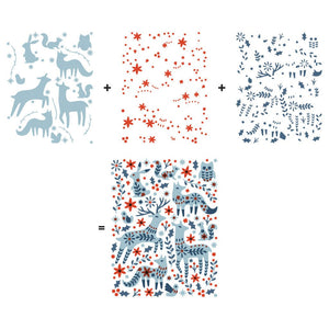 Color Layering Folk Winter Animals Stencils