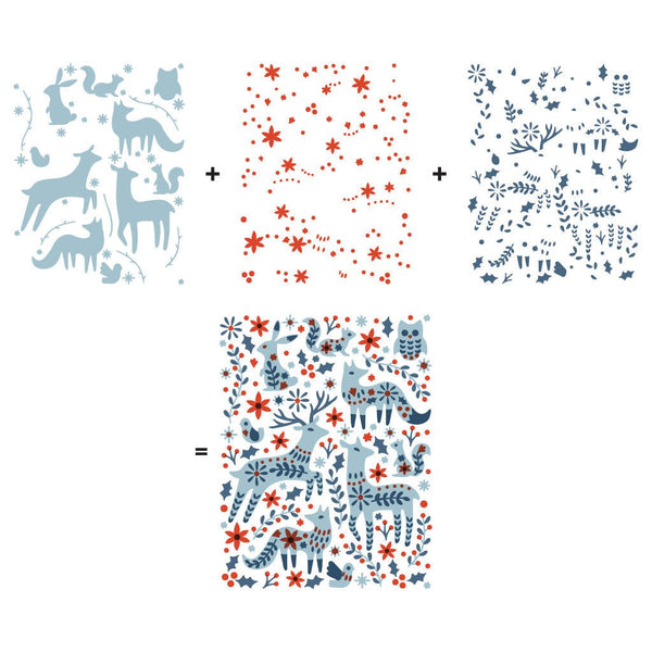 Color Layering Folk Winter Animals Stencils
