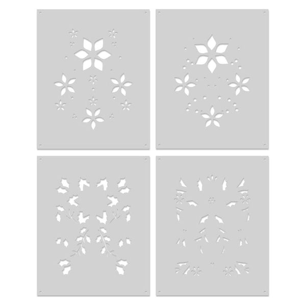 SA284 Color Layering Poinsettia Pattern Stencils - Hero Arts