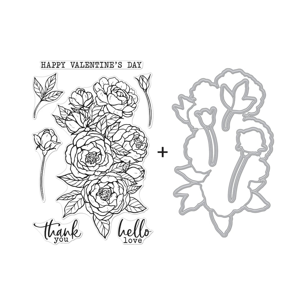 Peonies Bunch Stamp & Cut