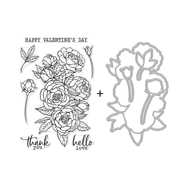 Peonies Bunch Stamp & Cut