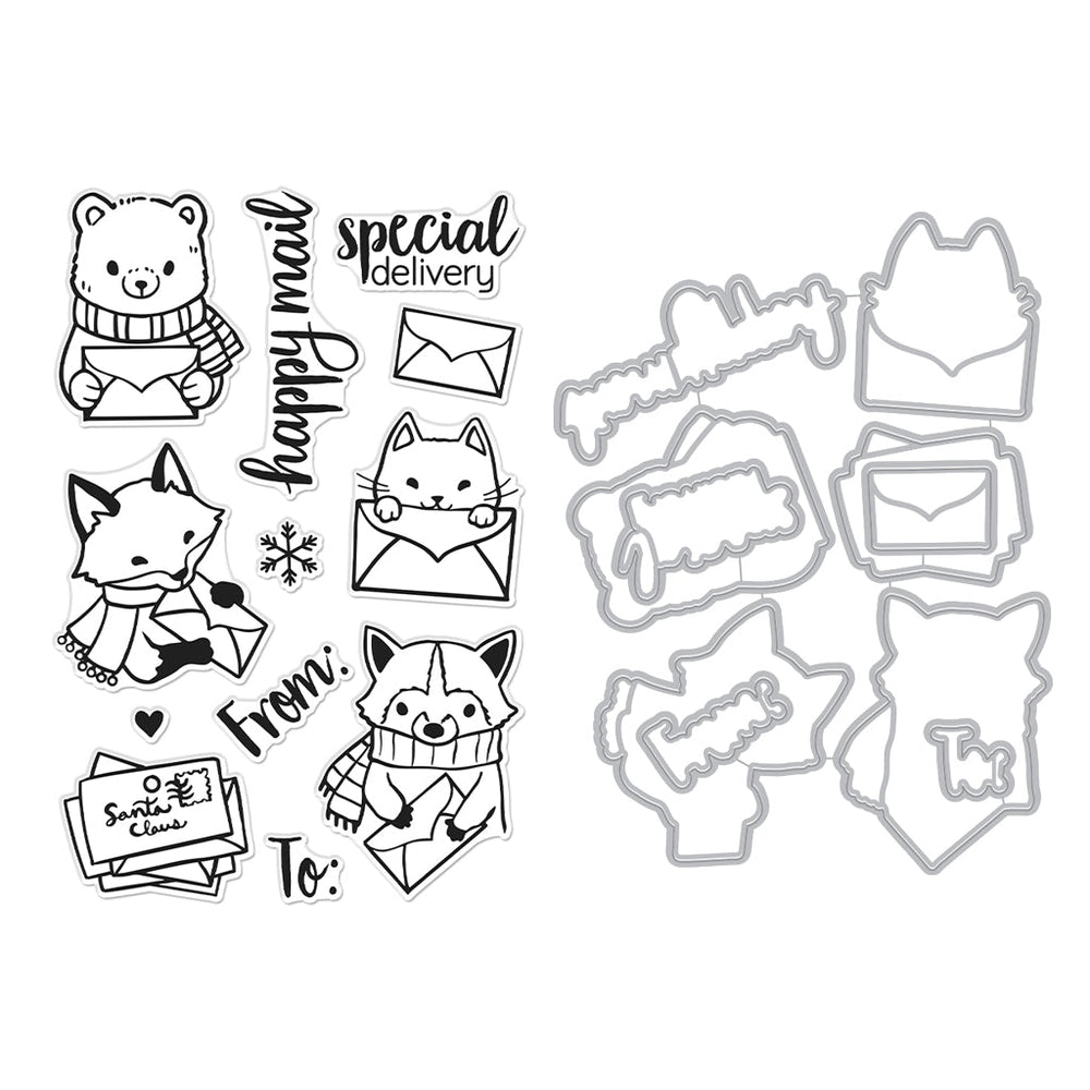 Winter Mail Critters Stamp & Cut