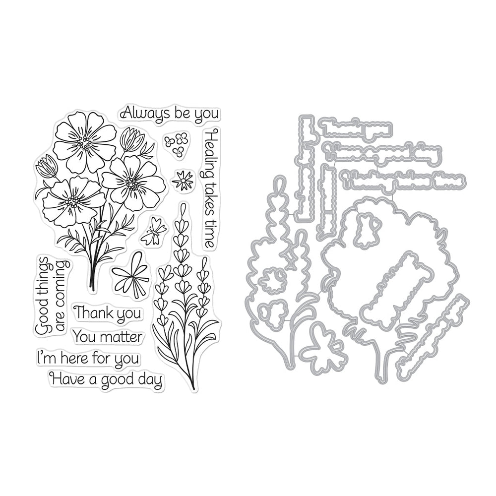 Cosmos and Lavender Stamp & Cut
