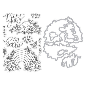 Floral Rainbow & Clouds Stamp & Cut