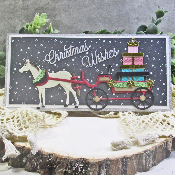 Christmas Horse-Drawn Wagon Etched Dies by Annie Williams