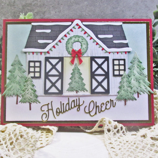 Country Christmas Barn Etched Dies by Annie Williams