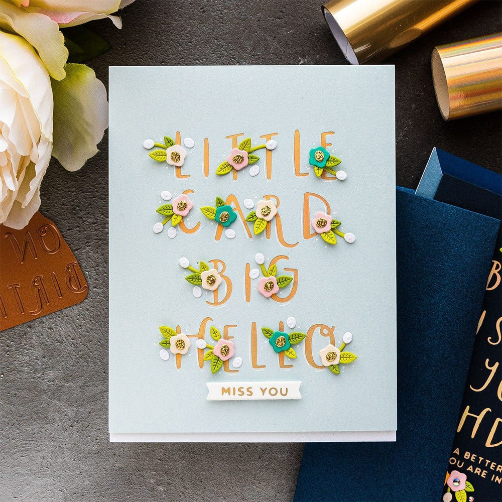 Little Card Big Hello Glimmer Hot Foil Plate from the Glimmer Cardfront Sentiments Collection