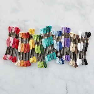 DMC Color Essentials Floss Bundle Warm 10 Pack pictured with all colors. 