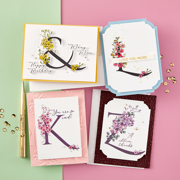 Floral W and Sentiment Press Plate