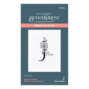 Floral J and Sentiment Press Plate
