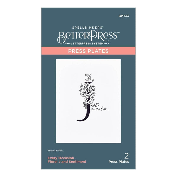 Floral J and Sentiment Press Plate