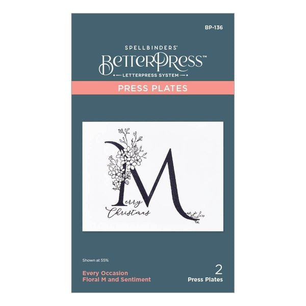 Floral M and Sentiment Press Plate