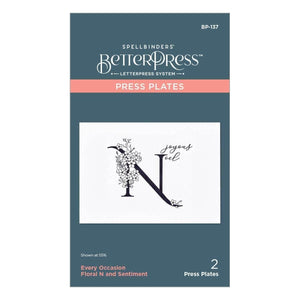 Floral N and Sentiment Press Plate