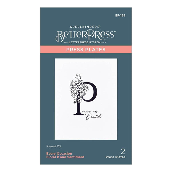 Floral P and Sentiment Press Plate