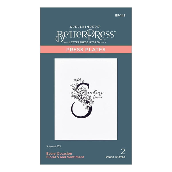 Floral S and Sentiment Press Plate