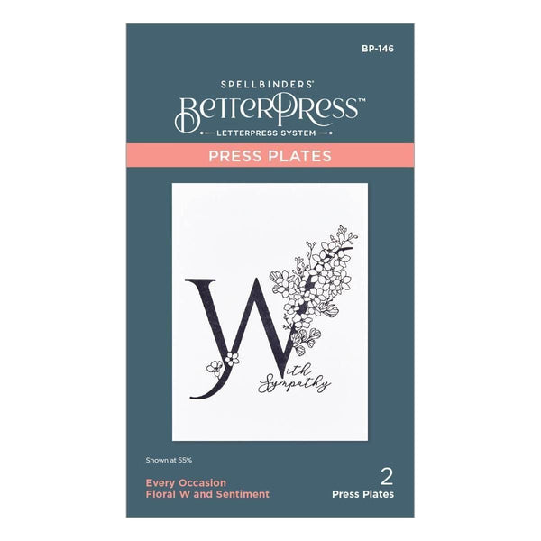 Floral W and Sentiment Press Plate