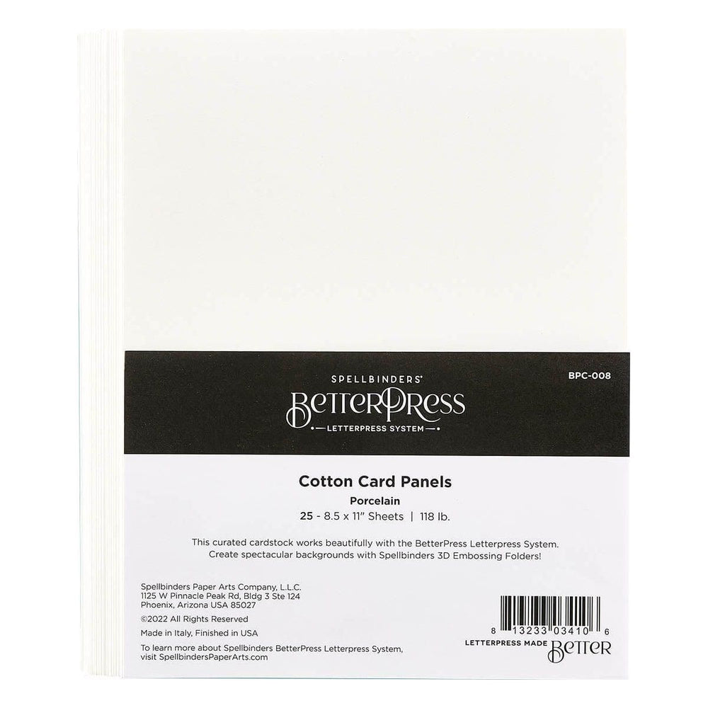 Porcelain BetterPress Cotton 8-1/2 x 11" Sheets - 25 Pack