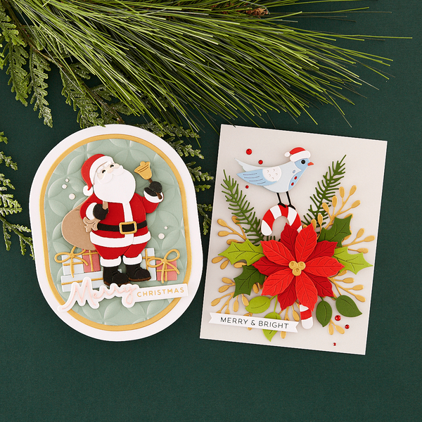 Christmas Bird Poinsettia Etched Dies