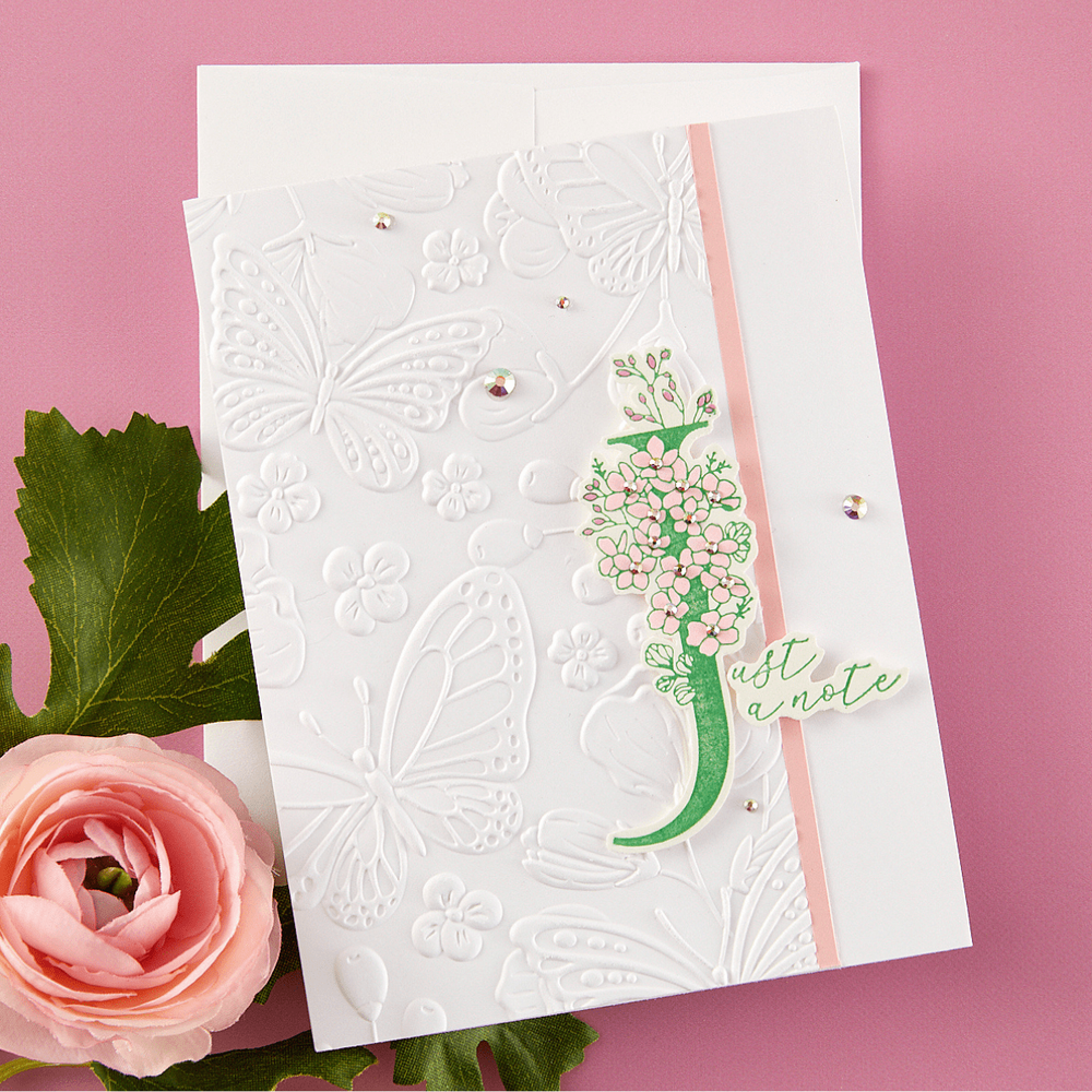 Floral J and Sentiment Press Plate