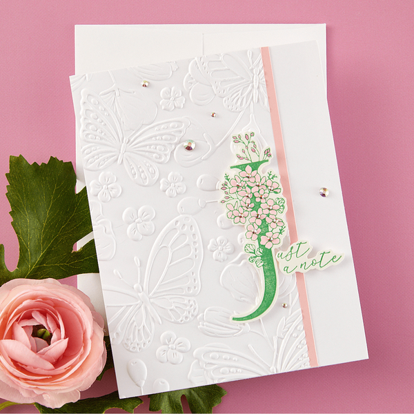 Floral J and Sentiment Press Plate