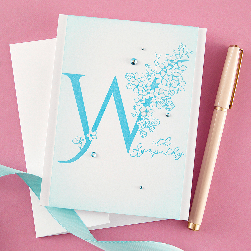 Floral W and Sentiment Press Plate
