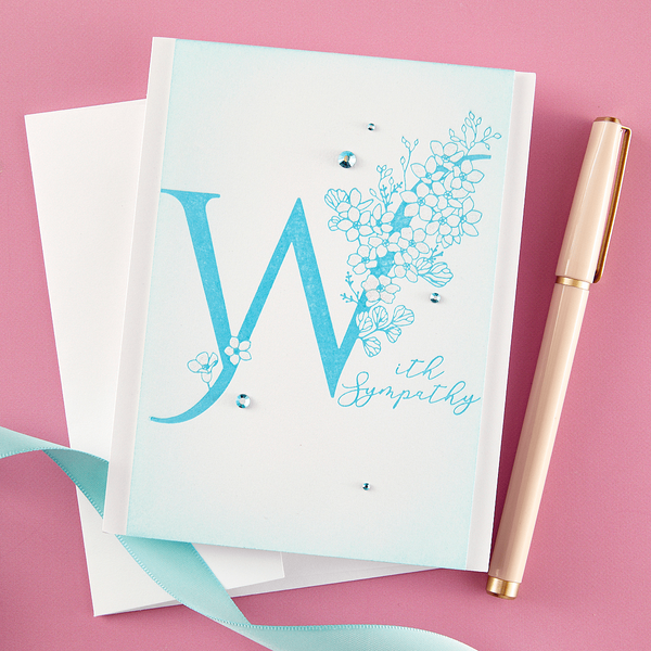 Floral W and Sentiment Press Plate