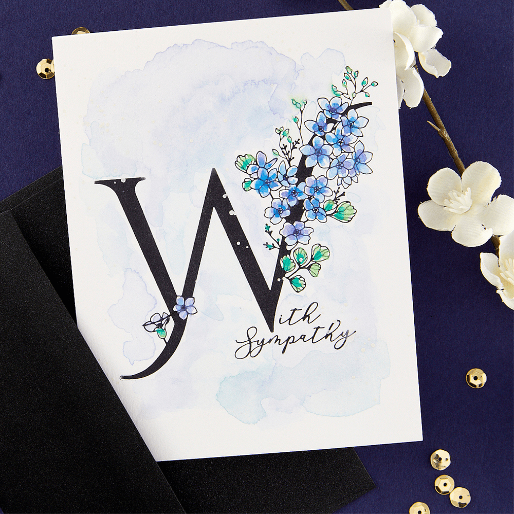 Floral W and Sentiment Press Plate