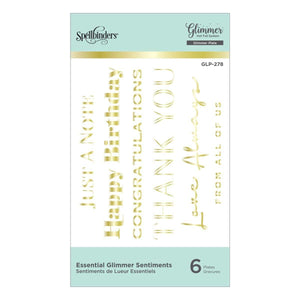 Essential Glimmer Sentiments Glimmer Hot Foil Plate from the Slimline Collection (GLP-278) Product Packaging