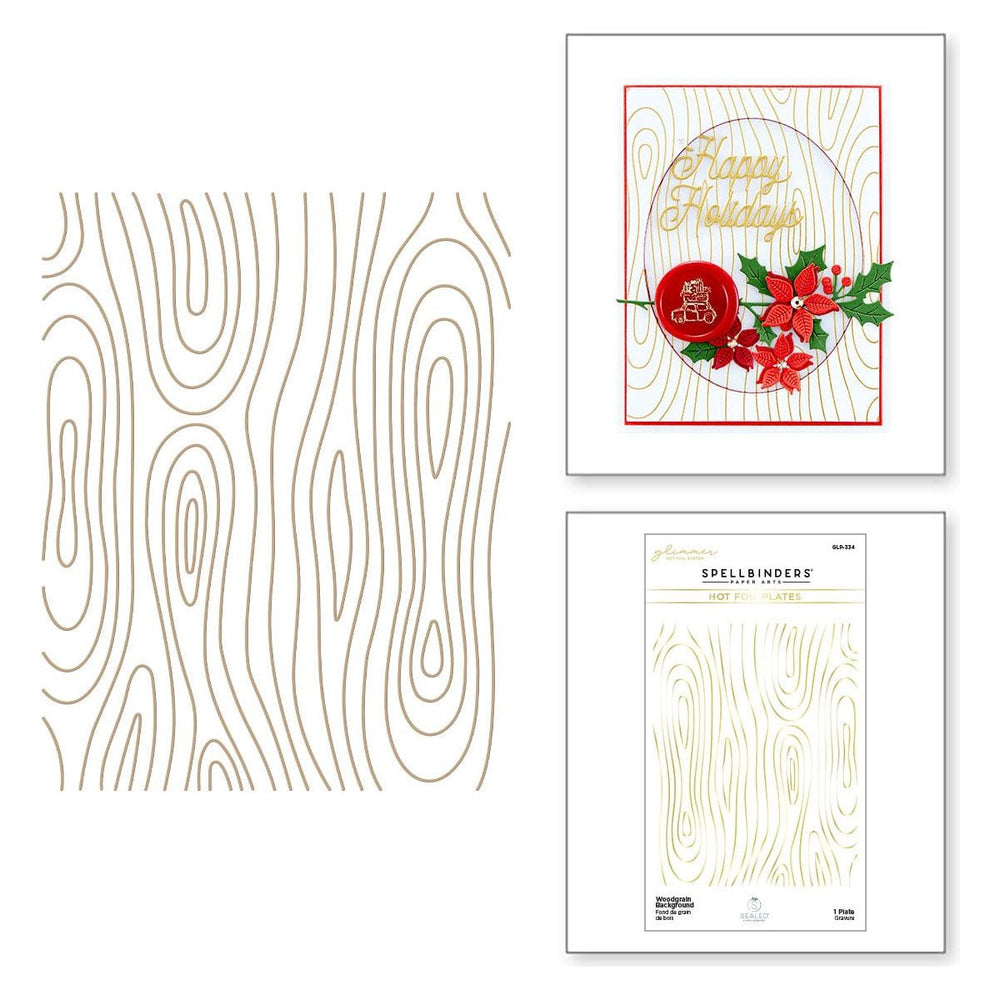Woodgrain Background Glimmer Hot Foil Plate from Sealed for the Holidays Collection