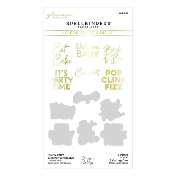 Its My Party Glimmer Sentiments Hot Foil Plate & Die Set