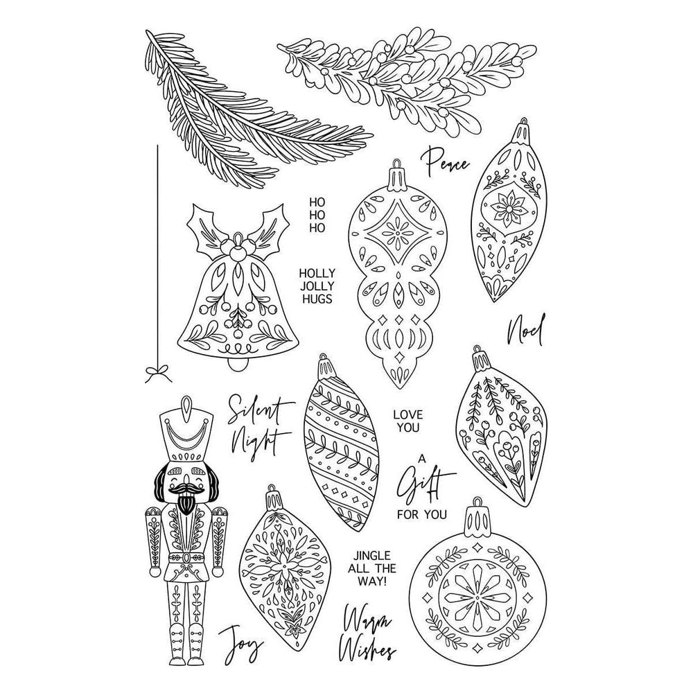 Ranger Clear Stamp Set Folk Art Ornaments by Simon Hurley create.