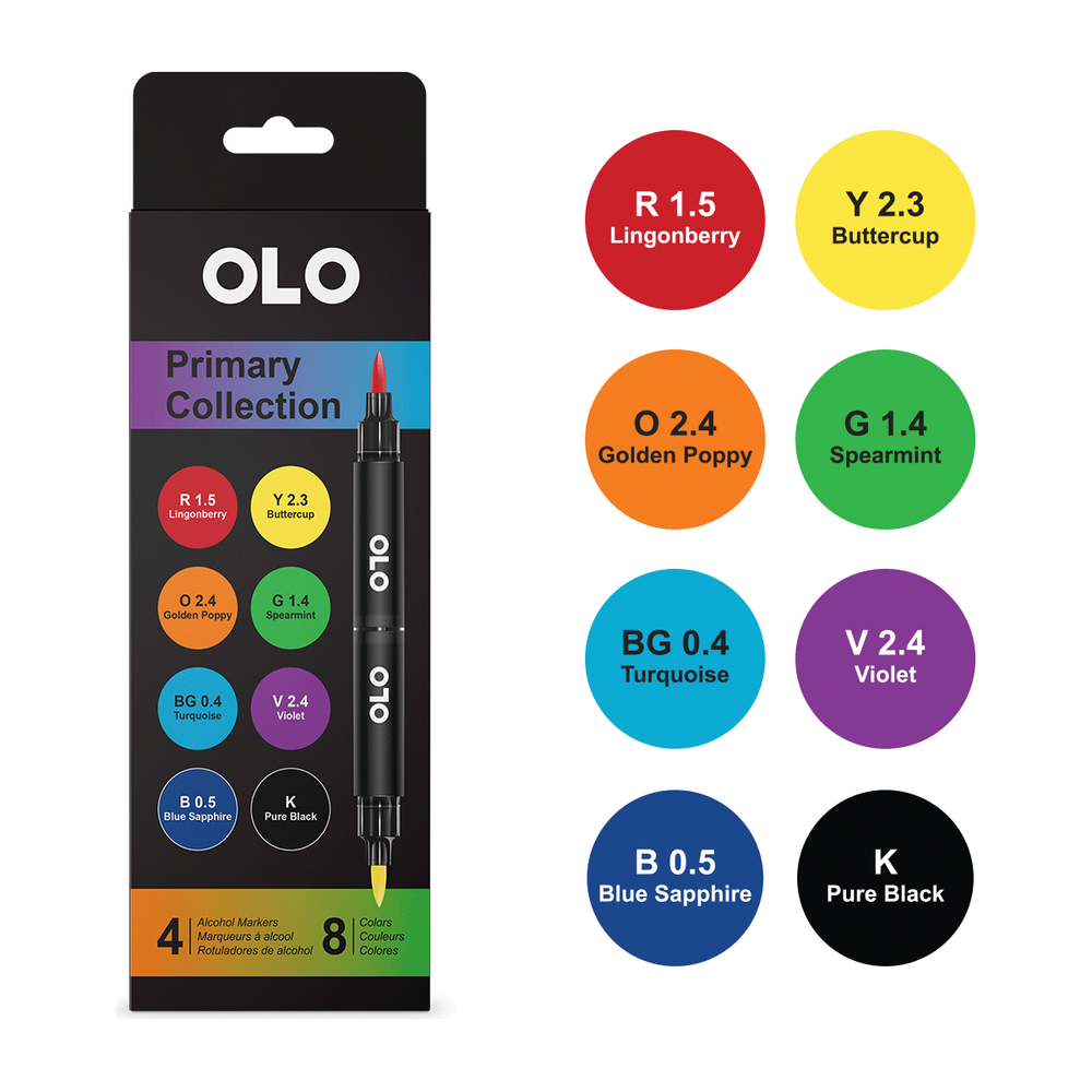 OLO Primary Alcohol Markers - 8 Colors 4pc. Set 7