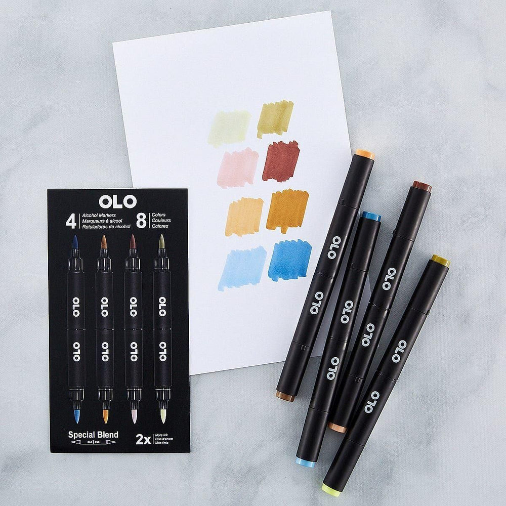 OLO Special Blend Alcohol Markers Set - 8 Colors 4pc