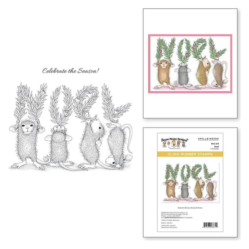 Noel Cling Rubber Stamp Set from the House-Mouse Holiday Collection
