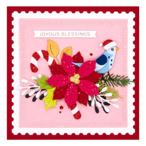Christmas Bird Poinsettia Etched Dies