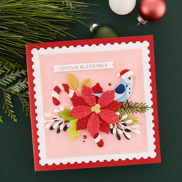 Christmas Bird Poinsettia Etched Dies