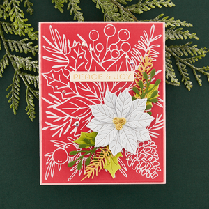 Christmas Bird Poinsettia Etched Dies