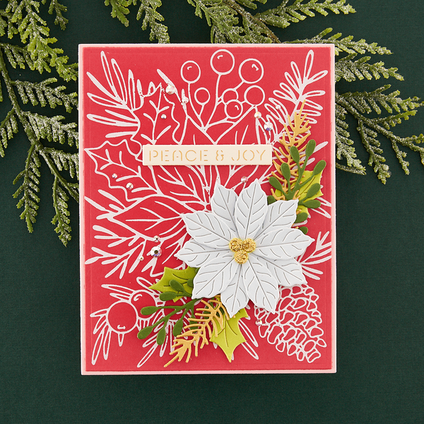 Christmas Bird Poinsettia Etched Dies