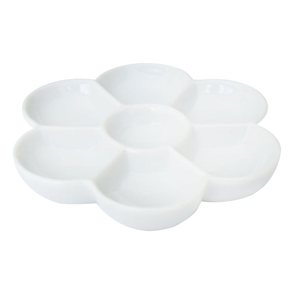 Yasutomo 7 Section Flower Porcelain Dish front view