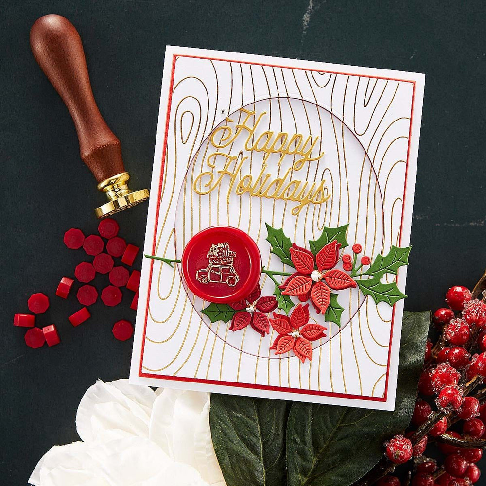 Woodgrain Background Glimmer Hot Foil Plate from Sealed for the Holidays Collection